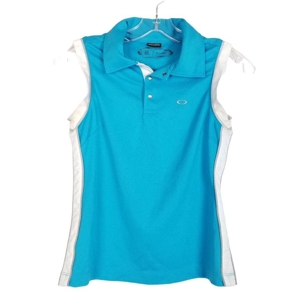 OAKLEY Sleeveless Activewear Top Collared 1/4 Snap Electric Blue Women's size XS